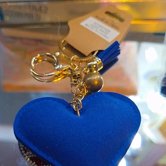 Red and Blue Rhinestone Keychain - Picture 3 of 5